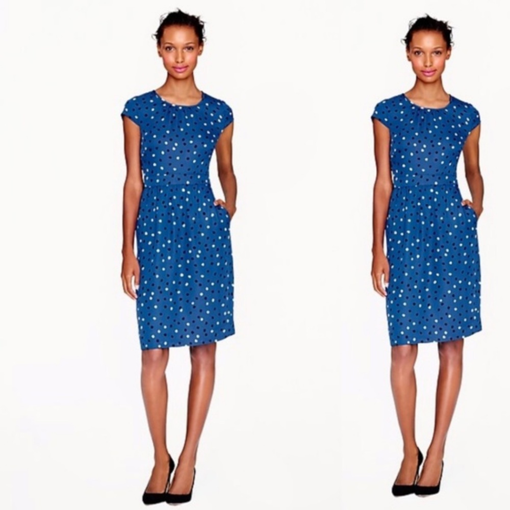 J. Crew 100% Silk Cap Sleeves Abstract Print Dress